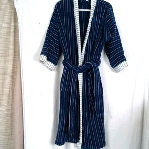 Mens Christian Dior navy stripe bath house robe OS